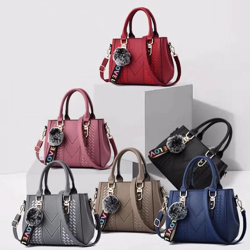 Embroidery Messenger Bags Women Leather Handbags Bags for Women Sac a Main Ladies hair ball Hand Bag - M & M Global