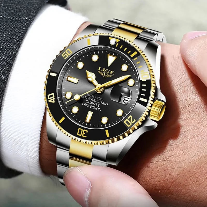 Reloj LIGE Top Brand Luxury Fashion Diver Watch Men Waterproof Date Clock Sport Watches Mens Quartz Wristwatch Relogio Masculino - M & M Global