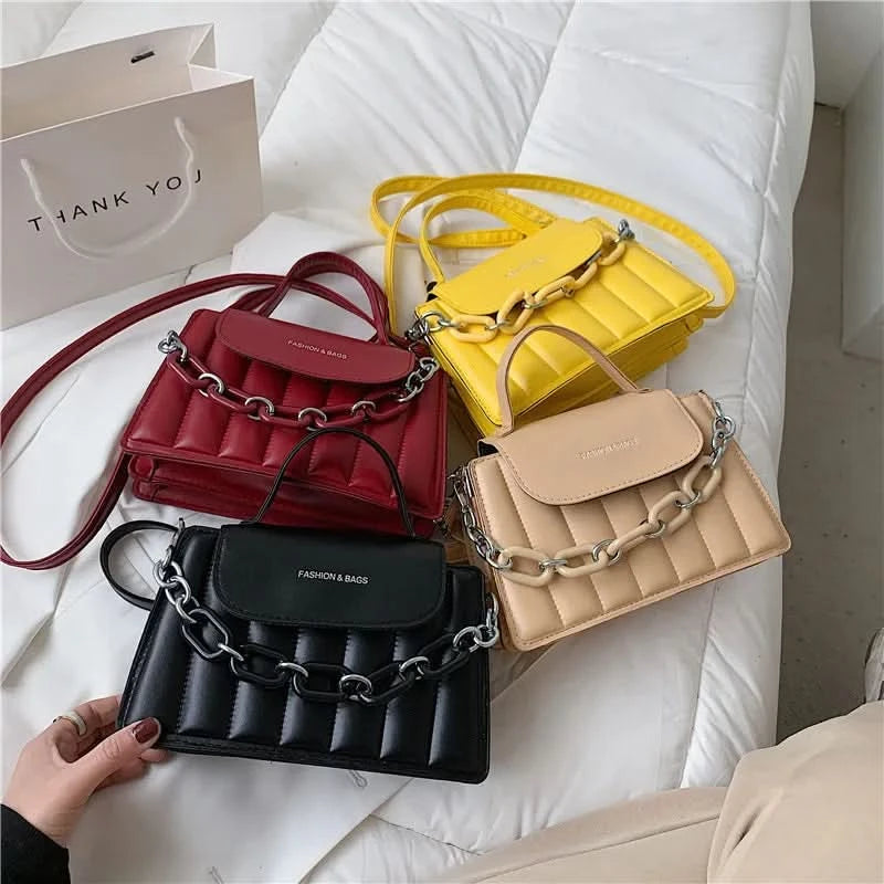 New Chains Shoulder Bag Women Solid Color Crossbody Bag Designer Messenger Handbag and Purse Luxury Top-handle Bag feminina - M & M Global