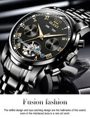 OLEVS Men's Watches Automatic Mechanical Business Wristwatch Waterproof Stainless Steel Strap Watch for Man Skeleton Calendar - M & M Global