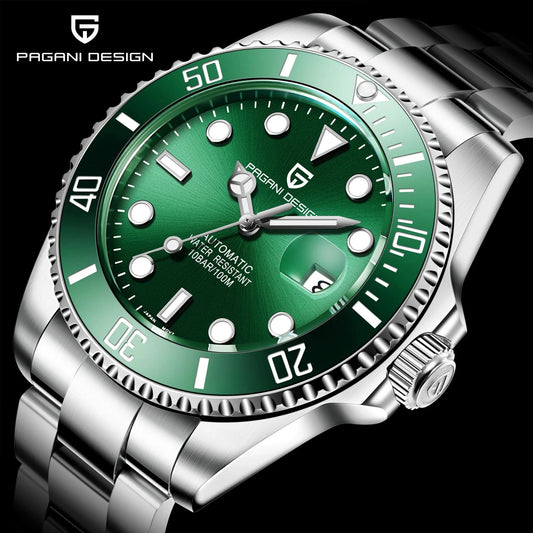 PAGANI DESIGN Luxury Sapphire Glass Men Automatic Watch 100m Waterproof Stainless Steel men mechanical wristwatches montre homme - M & M Global