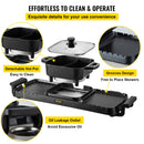 SucceBuy 2in1 Electric BBQ Pan Grill Hot Pot Multifunction Home Portable Smokeless Nonstick Detachable Hot Pot Barbecue Plate