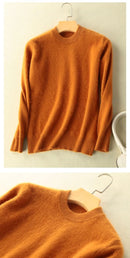 Super Warm 100% Mink Cashmere Sweaters and Pullovers Women Autumn Winter Soft Sweater Half Turtleneck Female Basic Pullovers