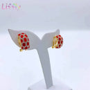 African Jewelry Sets Elegant Bridal Wedding Necklace Red Enamel Jewelry Classic Style Bracelet Earrings Rings for Women Jewelry - M & M Global