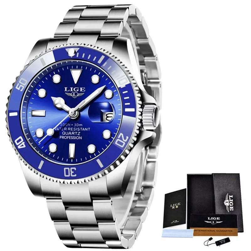 Reloj LIGE Top Brand Luxury Fashion Diver Watch Men Waterproof Date Clock Sport Watches Mens Quartz Wristwatch Relogio Masculino - M & M Global