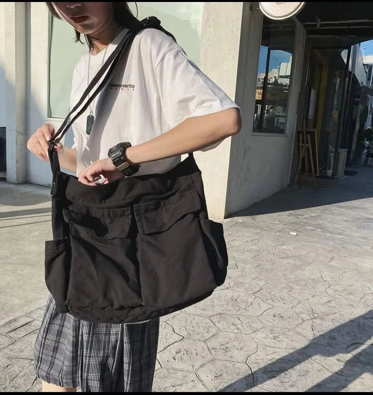 Women Vintage Handbag Canvas Teenager Shoulder Tote Bags Messenger Bags Ladies Casual Handbag Crossbody Purse - M & M Global