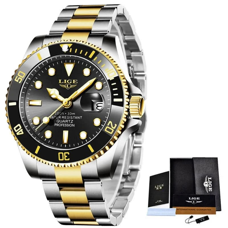 Reloj LIGE Top Brand Luxury Fashion Diver Watch Men Waterproof Date Clock Sport Watches Mens Quartz Wristwatch Relogio Masculino - M & M Global