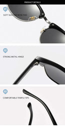 Classic Half Frame Polarized Sunglasses Men Women Retro Rivet Small Sun Glasses Male Popular Black Anti Glare Travelling Shades - M & M Global