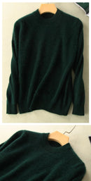 Super Warm 100% Mink Cashmere Sweaters and Pullovers Women Autumn Winter Soft Sweater Half Turtleneck Female Basic Pullovers
