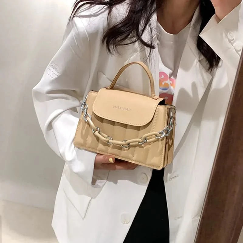New Chains Shoulder Bag Women Solid Color Crossbody Bag Designer Messenger Handbag and Purse Luxury Top-handle Bag feminina - M & M Global