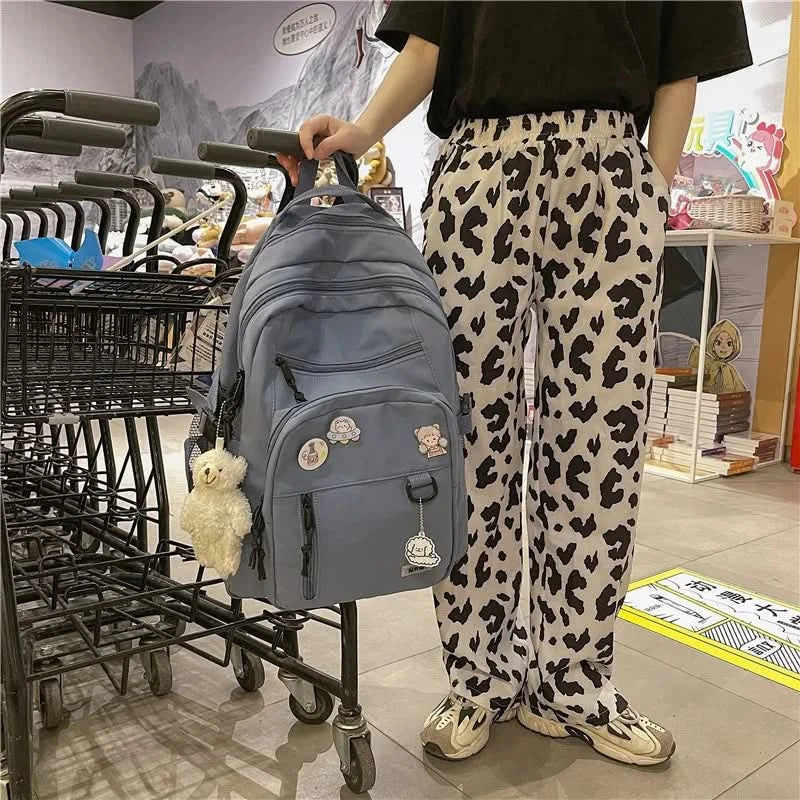 Fashion Big Student Backpack NEW Badge Rucksack Girls School Bag High Capacity Women Backpack Female Cute Leisure Travel Mochila - M & M Global
