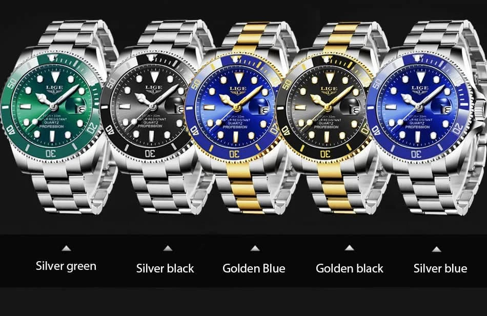 Reloj LIGE Top Brand Luxury Fashion Diver Watch Men Waterproof Date Clock Sport Watches Mens Quartz Wristwatch Relogio Masculino - M & M Global