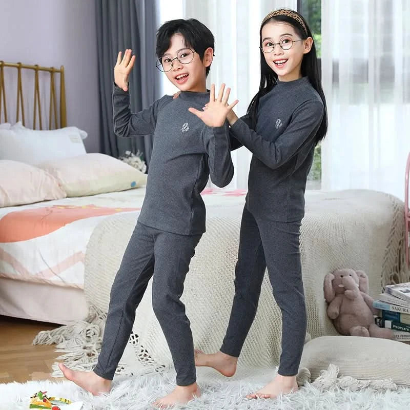 Autumn Winter Thermal Underwear Suit Girls Clothing Sets Boys Pajama Sets Baby No Trace Warm Sleepwear Candy Colors Kids Clothes - M & M Global