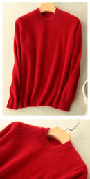Super Warm 100% Mink Cashmere Sweaters and Pullovers Women Autumn Winter Soft Sweater Half Turtleneck Female Basic Pullovers