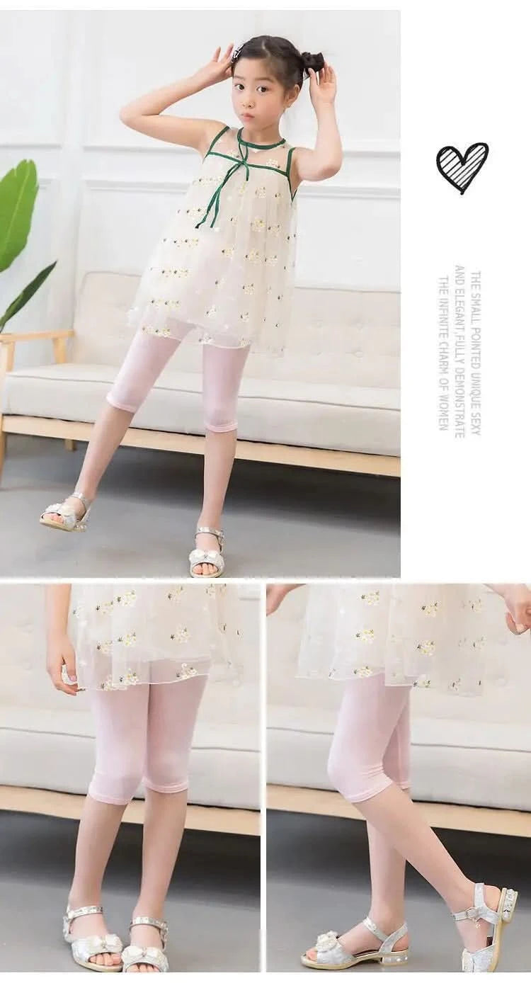 3-15Y girls spring summer pants calf-length leggings short Candy Color pants girls legging Knee Length baby girls cotton pants - M & M Global