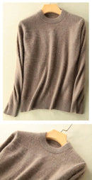 Super Warm 100% Mink Cashmere Sweaters and Pullovers Women Autumn Winter Soft Sweater Half Turtleneck Female Basic Pullovers