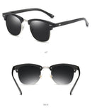 Classic Half Frame Polarized Sunglasses Men Women Retro Rivet Small Sun Glasses Male Popular Black Anti Glare Travelling Shades - M & M Global