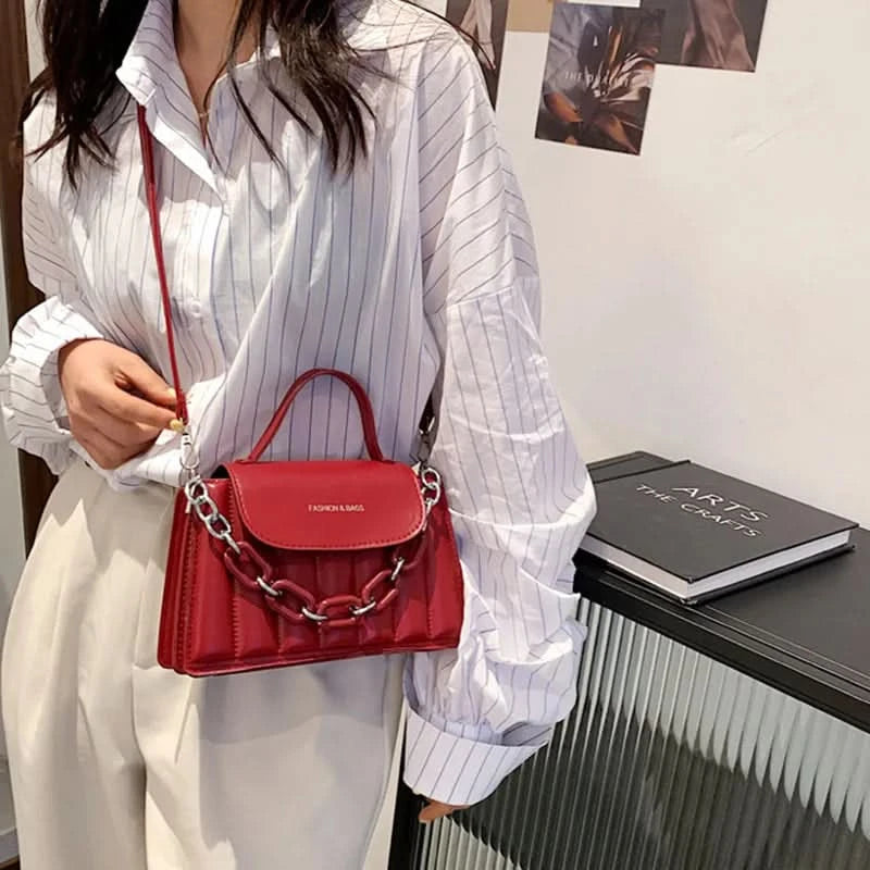 New Chains Shoulder Bag Women Solid Color Crossbody Bag Designer Messenger Handbag and Purse Luxury Top-handle Bag feminina - M & M Global