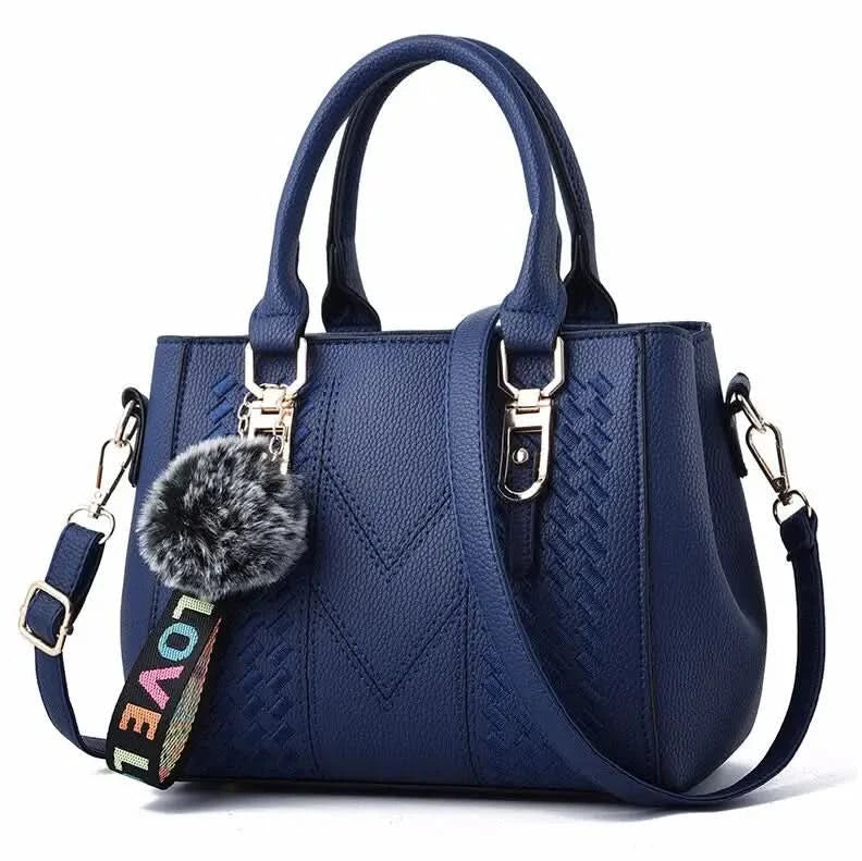 Embroidery Messenger Bags Women Leather Handbags Bags for Women Sac a Main Ladies hair ball Hand Bag - M & M Global