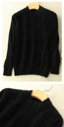 Super Warm 100% Mink Cashmere Sweaters and Pullovers Women Autumn Winter Soft Sweater Half Turtleneck Female Basic Pullovers