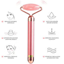 5-in-1 24K Gold Beauty Wand Face Massager Electric Vibrating Rose Quartz 3D Roller Face Lifting Body Facial Gua Sha Jade Roller - M & M Global