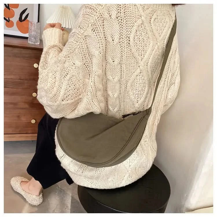 Simple Design Women's Messenger Bag Fashion Ladies Nylon Hobos Small Shoulder Bags Vintage Female Girls Purse Cloth Handbags - M & M Global