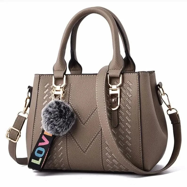 Embroidery Messenger Bags Women Leather Handbags Bags for Women Sac a Main Ladies hair ball Hand Bag - M & M Global