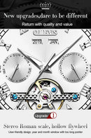 OLEVS Men's Watches Automatic Mechanical Business Wristwatch Waterproof Stainless Steel Strap Watch for Man Skeleton Calendar - M & M Global