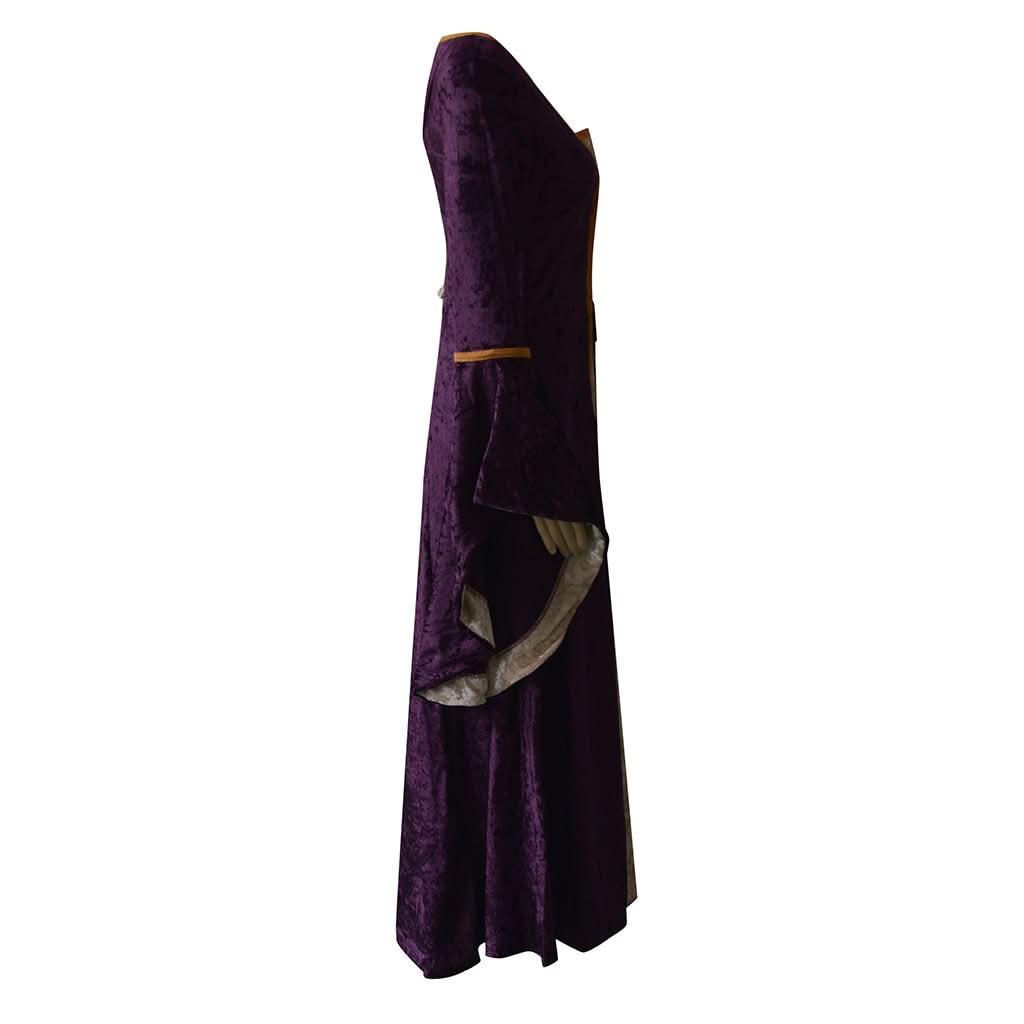 Medieval Retro Court Princress Cosplay Costume Halloween Women Gothic Flare Sleeve Long Dress Elegant Witch Masquerade Wear - M & M Global