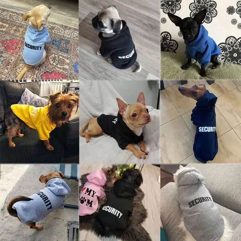 Security Dog Clothes Classic Pet Dog Hoodies Clothes For Small Dog Autumn Coat Jacket for Yorkie Chihuahua Puppy Clothing - M & M Global