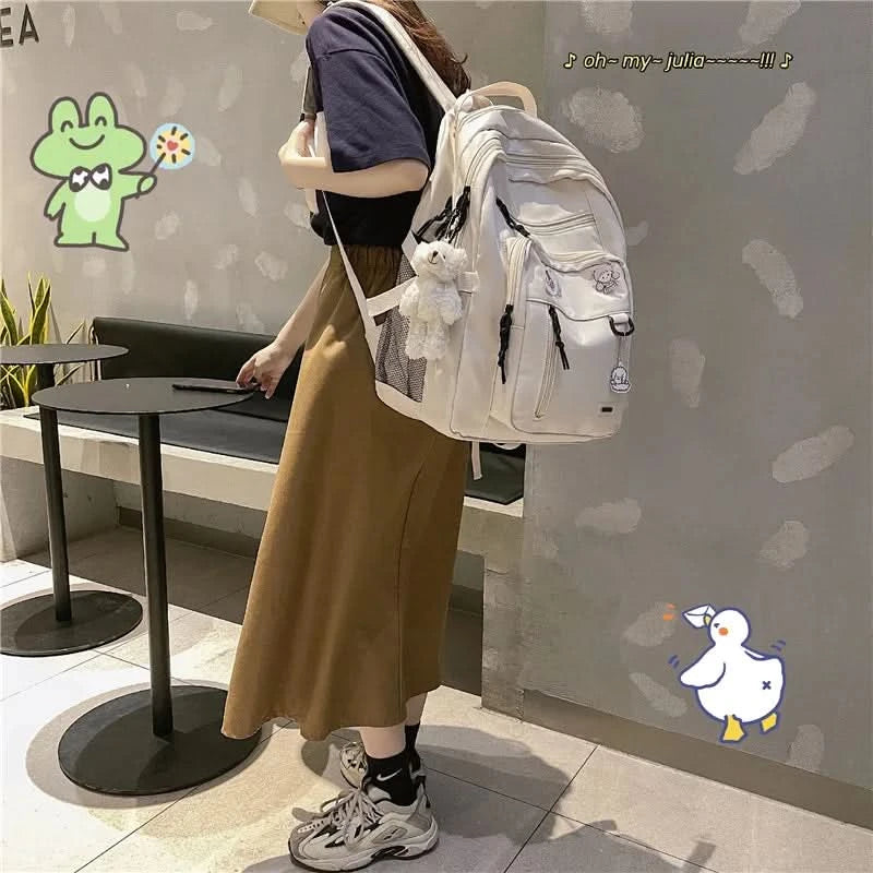 Fashion Big Student Backpack NEW Badge Rucksack Girls School Bag High Capacity Women Backpack Female Cute Leisure Travel Mochila - M & M Global