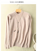 Super Warm 100% Mink Cashmere Sweaters and Pullovers Women Autumn Winter Soft Sweater Half Turtleneck Female Basic Pullovers