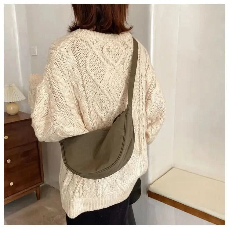 Simple Design Women's Messenger Bag Fashion Ladies Nylon Hobos Small Shoulder Bags Vintage Female Girls Purse Cloth Handbags - M & M Global