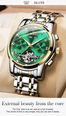 OLEVS Men's Watches Automatic Mechanical Business Wristwatch Waterproof Stainless Steel Strap Watch for Man Skeleton Calendar - M & M Global