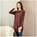 Solid Long Sweater Women Clothing 2025 New Korean Pocket Knit Sweater Dress Casual Warm Loose O neck Long sleeve Ladies Pullover