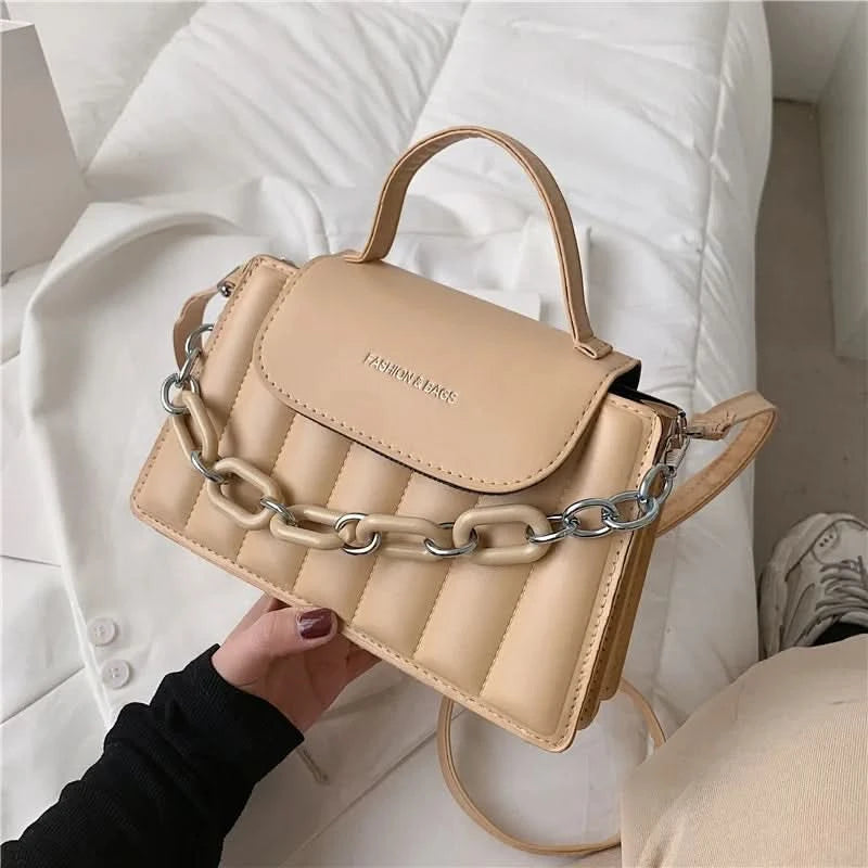 New Chains Shoulder Bag Women Solid Color Crossbody Bag Designer Messenger Handbag and Purse Luxury Top-handle Bag feminina - M & M Global