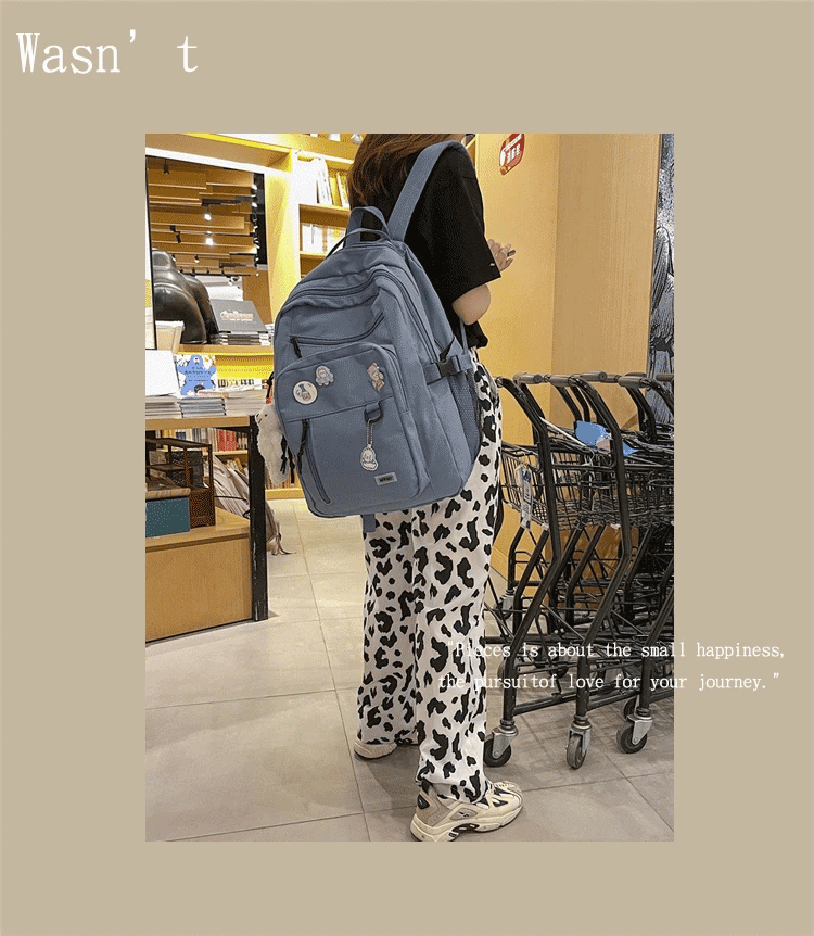 Fashion Big Student Backpack NEW Badge Rucksack Girls School Bag High Capacity Women Backpack Female Cute Leisure Travel Mochila - M & M Global