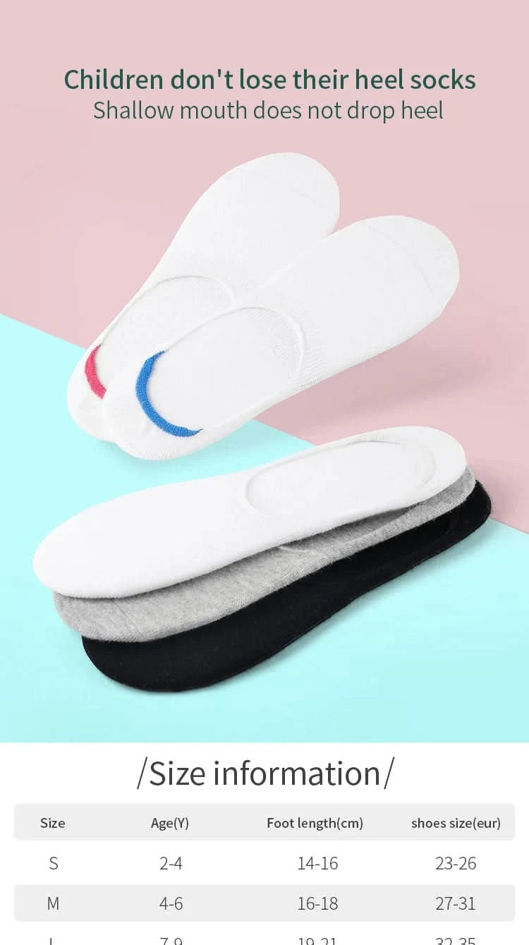 5pairs/lot children's invisible shallow mouth no trace short girls boat socks Slip Silicone white black baby boys sock for kids - M & M Global