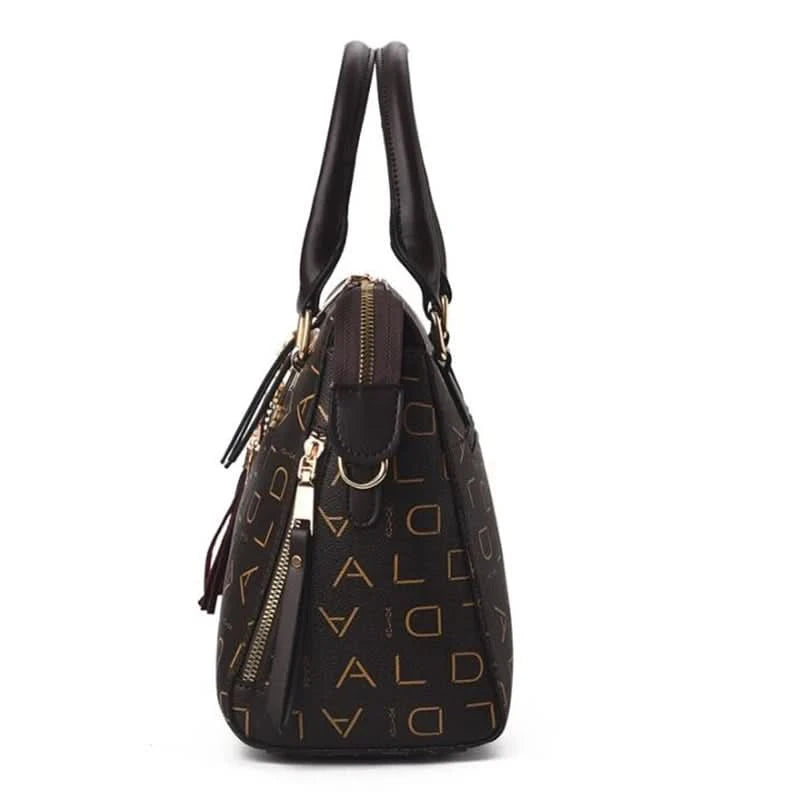 Fashion English Letter Handbag Women PU Leather Tassel Top-handle Bag Luxury Shoulder Bag Large Capacity Lady Tote Design Purse - M & M Global