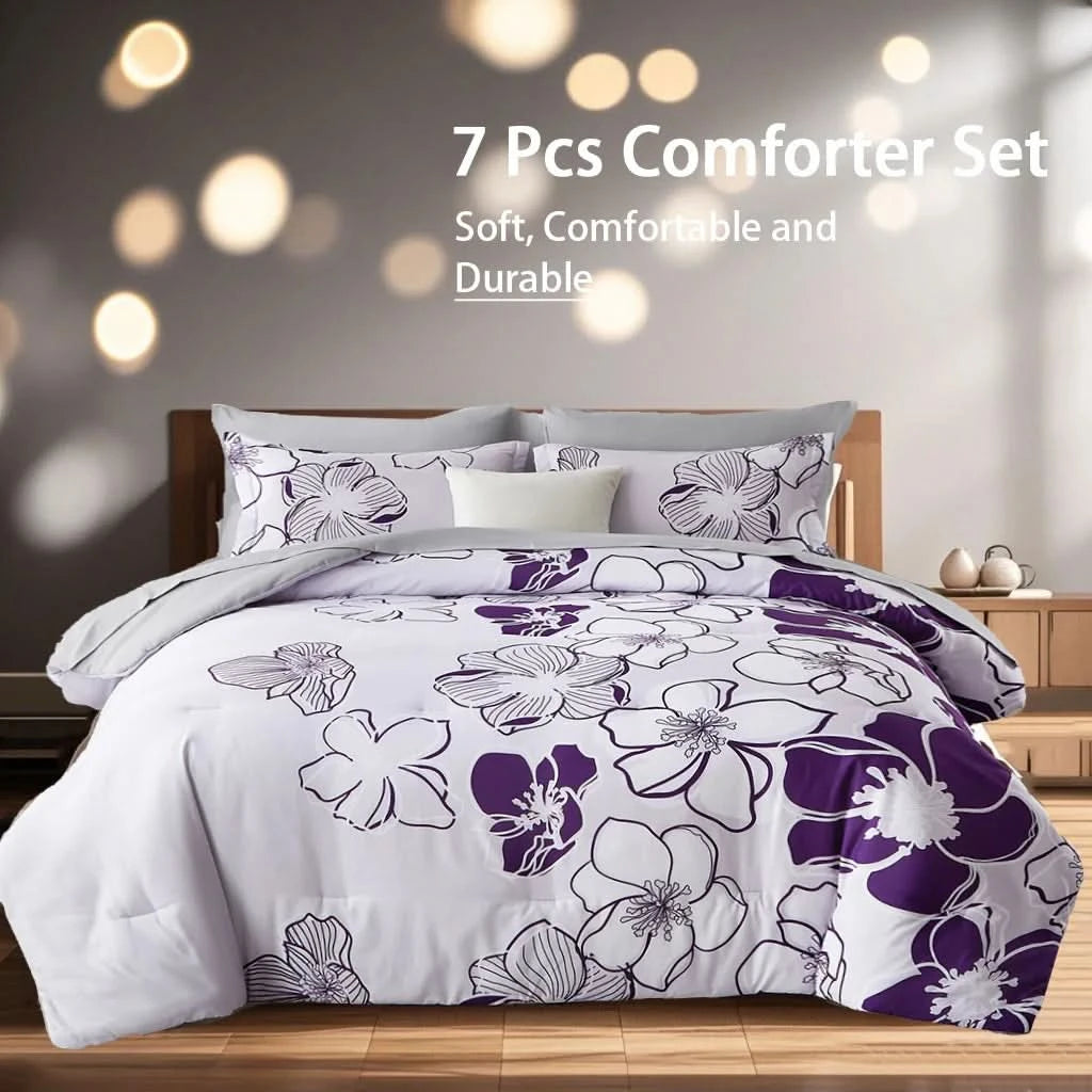 Floral comforter set on a bed with a blurred background
Queen floral comforter set

Large floral print bedding

7-piece microfiber bedding set

All-season comforter

Brushed microfiber comforter

Luxury bed set for queen bed

Fade-resistant bedding

Machine washable comforter

Elegant bedroom décor set

Gift bedding set for holidays