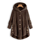 Fashion Trend Autumn and Winter Press-pleated Printed Turn-collar Long-sleeved Shirt Two-piece Furry Coat