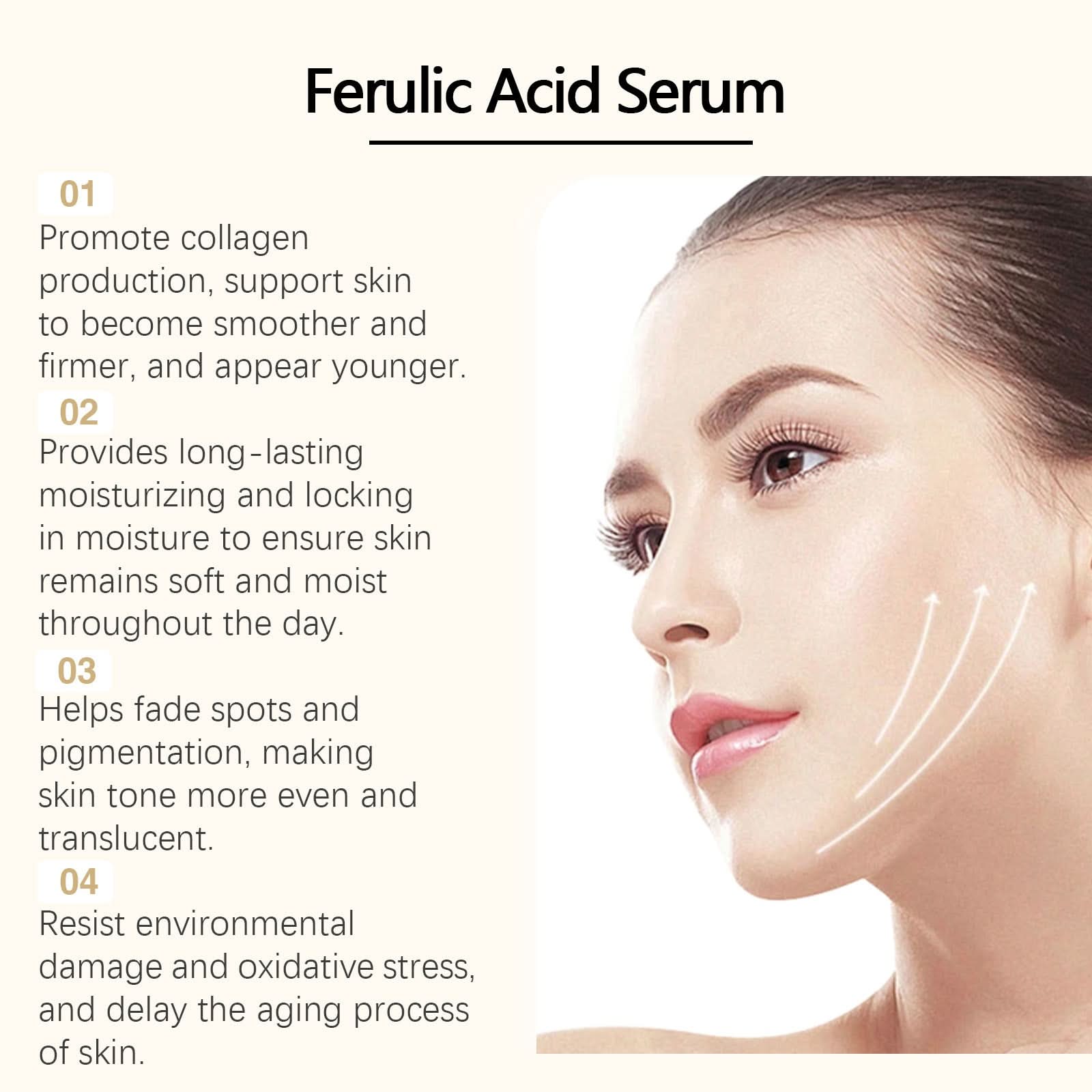 Ferulic Acid Serum Fade Fine Lines Firming Moisturizing Brightening Shrink Pores Vitamin C E Facial Essence Nourishing Skin Care - M & M Global