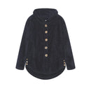 Fashion Trend Autumn and Winter Press-pleated Printed Turn-collar Long-sleeved Shirt Two-piece Furry Coat
