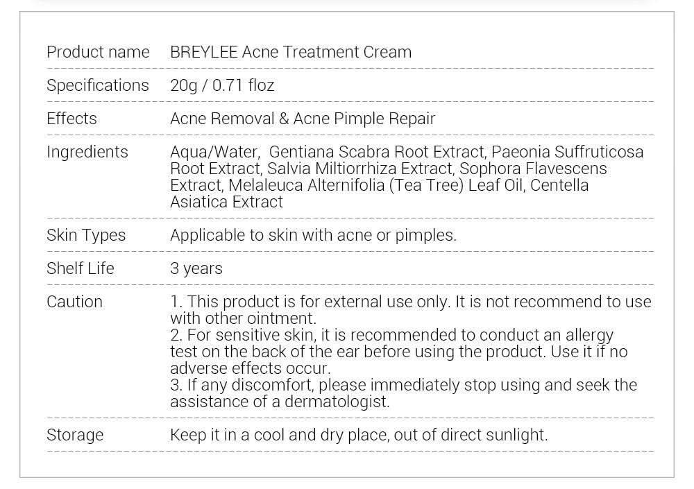 BREYLEE Acne Treatment Set 4pcs Facial Cleanser Toner Serum Cream Skin care - M & M Global
