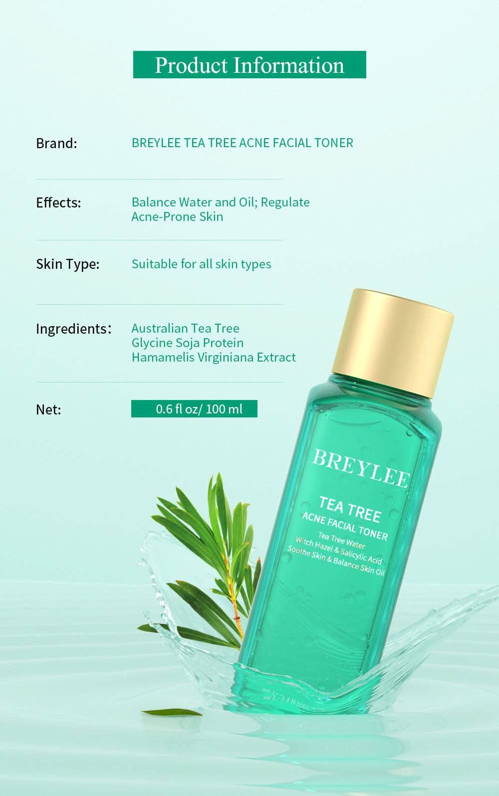 BREYLEE Acne Treatment Set 4pcs Facial Cleanser Toner Serum Cream Skin care - M & M Global