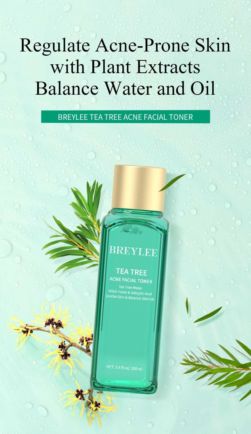 BREYLEE Acne Treatment Set 4pcs Facial Cleanser Toner Serum Cream Skin care - M & M Global