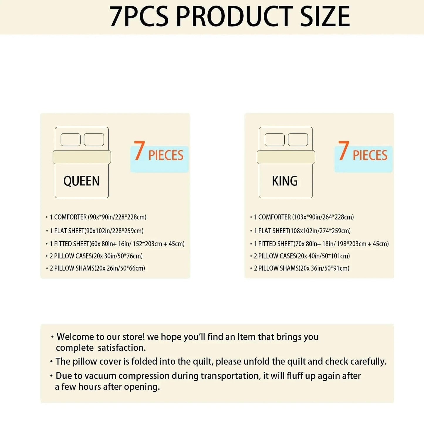 Product size chart for 7-piece bedding sets in Queen and King sizes.
Queen Bedding Set, 7 Piece Quilt Set, Floral Bedding, Cut Flower Comforter, Soft Microfiber Quilt, All Season Bedding, Luxury Quilt Set, Hypoallergenic Bedding, Machine Washable Bedding, Elegant Bedroom Decor, Brushed Microfiber Bedding, Gift Bedding Set, Queen Comforter Set, Spring Bedding, Cozy Quilt Set
