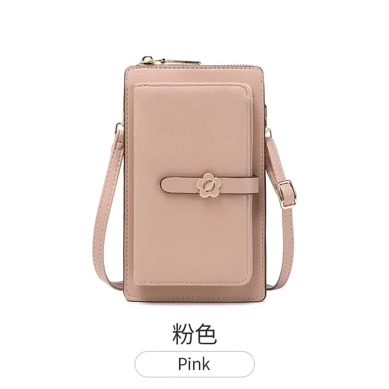 MIYIN Women's Soft Leather Touch Screen Phone Bag Flower Decoration Multi functional Large Capacity Crossbody Bag Coin Wallet - M & M Global