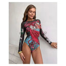 2025 Fashion Sexy Swimsuit 3d Digital Printing Women's Swimsuit Bikini Suit Long Sleeve Sun Protection Surfing Swimsuit Bathing - M & M Global