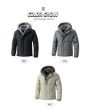 Winter New Thick Plus Size Warm Men's Fake Two-piece Trendy Cotton Jacket with Loose Zipper and Casual Cotton Jacket for Men